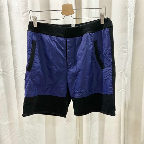 Acne Studios Colorblock Cotton & Nylon French Terry Black Blue Shorts - Picture 1 of 9